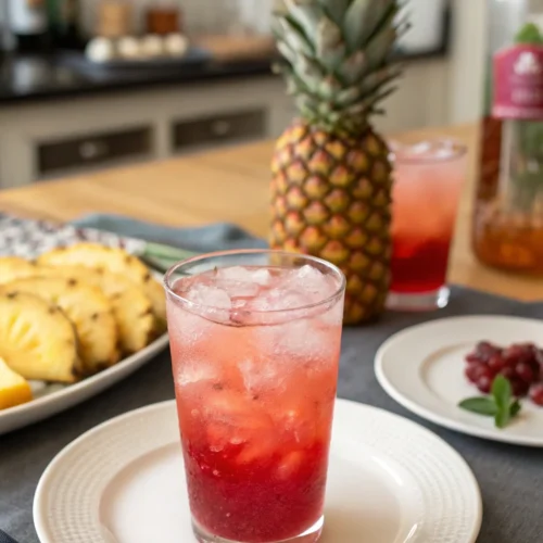 A delicious plate of Pineapple Hibiscus Mocktail