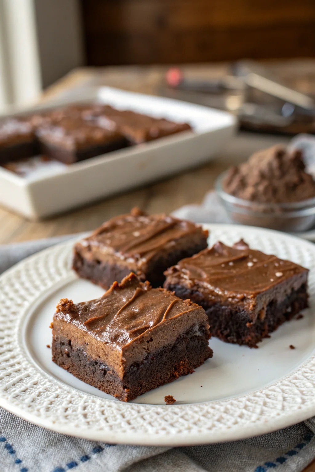 A delicious plate of Chocolate Mousse Brownies